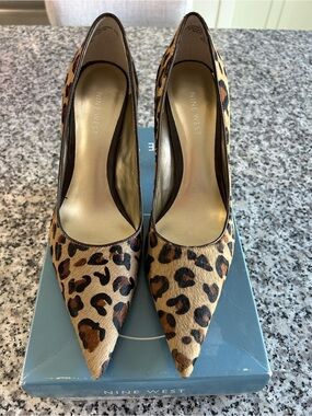 Nine West Leopard-Print Pointed Toe Pumps in Tan and Black